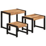 vidaXL Tables gigognes 3 Pièces Bois solide