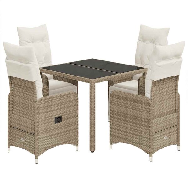 vidaXL Ensemble de bistro de jardin 5 Pièces coussins marron poly rotin