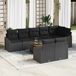 vidaXL Ensemble de canapé de jardin avec coussin 9 Pièces Noir Poly rotin