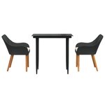 vidaXL Ensemble de salle à manger pour jardin 3 Pièces Noir polyrotin
