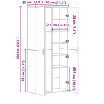 vidaXL Buffet haut blanc 80x35x180 cm bois d'ingénierie