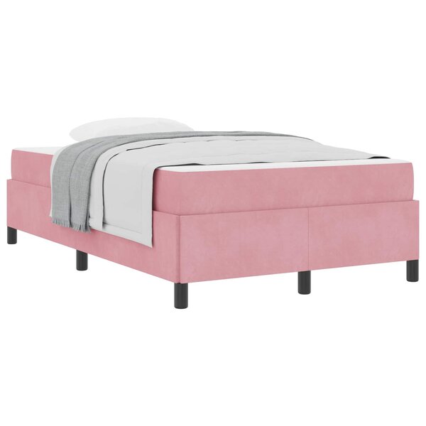 vidaXL Cadre de lit avec matelas Rose 120 x 190 cm tissu