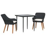 vidaXL Ensemble de salle à manger pour jardin 3 pc Noir polyrotin