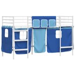 vidaXL Cadre de Lit Mezzanine pour Enfants avec Rideaux Blanc et Bleu