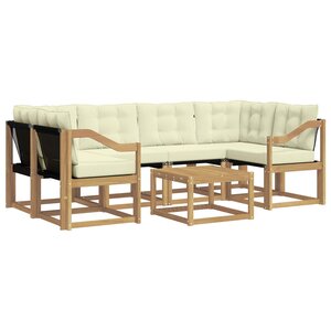 vidaXL Ensemble de canapés d'extérieur 7 pc Blanc et crème