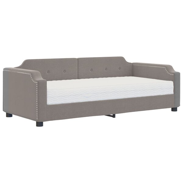 vidaXL Lit de jour avec matelas taupe 90x200 cm tissu