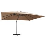 vidaXL Parasol déporté avec lumières LED Aluminium 400x300 cm Taupe