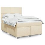 vidaXL Sommier à lattes de lit avec matelas Crème 140x200 cm Tissu