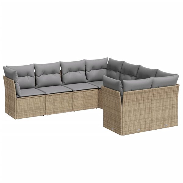 vidaXL Salon de jardin avec coussins 8 Pièces beige résine tressée