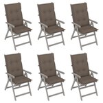 Vidaxl chaises inclinables de jardin 6 pièces avec coussins bois d'acacia
