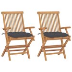 vidaXL Chaises de jardin et coussins anthracite lot de 2 Bois de teck