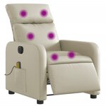 vidaXL Fauteuil de massage inclinable électrique crème similicuir