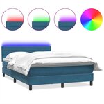 vidaXL Sommier à lattes de lit et matelas et LED bleu foncé 140x210cm velours
