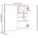vidaXL Armoire de salle de bain à miroir LED Gris brillant 80x12x68 cm
