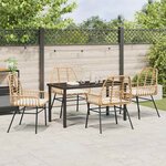 vidaXL Ensemble de salle à manger pour jardin 5 Pièces Marron polyrotin