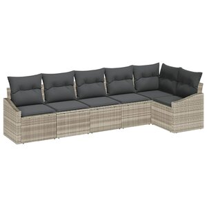 vidaXL Ensemble de canapé de jardin 6 Pièces Gris clair Poly rotin