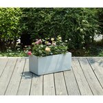 Bac a fleurs en fibre de verre style ciment - 56 x 27 x 25 cm - 35 L - Gris clair