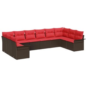 vidaXL Ensemble de canapé de jardin 10 Pièces Marron polyrotin