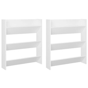 vidaXL Armoires à chaussures murales 2 Pièces Blanc 80x18x90 cm Aggloméré