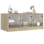 vidaXL Table basse avec portes en verre chêne sonoma 102x50x42 cm