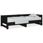 vidaXL Lit coulissant Noir Bois de pin solide 2x(90x190) cm