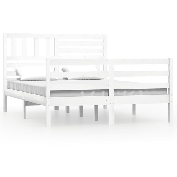 vidaXL Cadre de lit Blanc Bois massif 160x200 cm