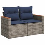 vidaXL Salon de jardin 6 Pièces avec coussins gris résine tressée