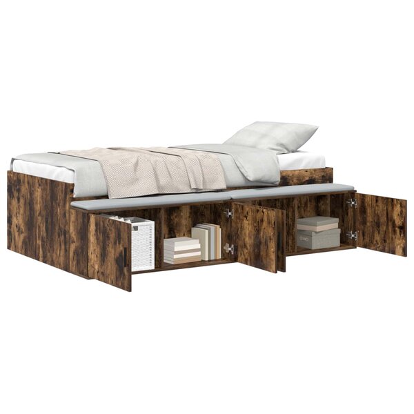 vidaXL Cadre de lit Chêne fumé 70 x 190 cm Bois d'ingénierie