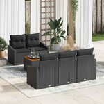 vidaXL Ensemble de canapé de jardin 6 Pièces Noir