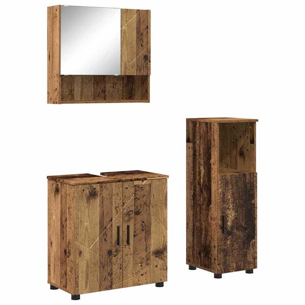 vidaXL Ensemble de mobilier de salle de bain 3 Pièces Bois Ancien