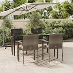 vidaXL Ensemble à manger de jardin coussins 5 Pièces noir et gris