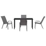 vidaXL Ensemble de salle à manger pour jardin 5 Pièces Gris et Noir