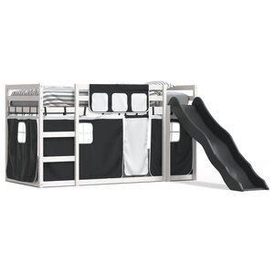 vidaXL Lit superposé sans matelas avec toboggan blanc noir 80x200 cm