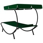 vidaXL Chaise longue de jardin avec auvent et oreiller vert