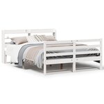 vidaXL Cadre de lit et tête de lit blanc 140x190 cm bois de pin massif