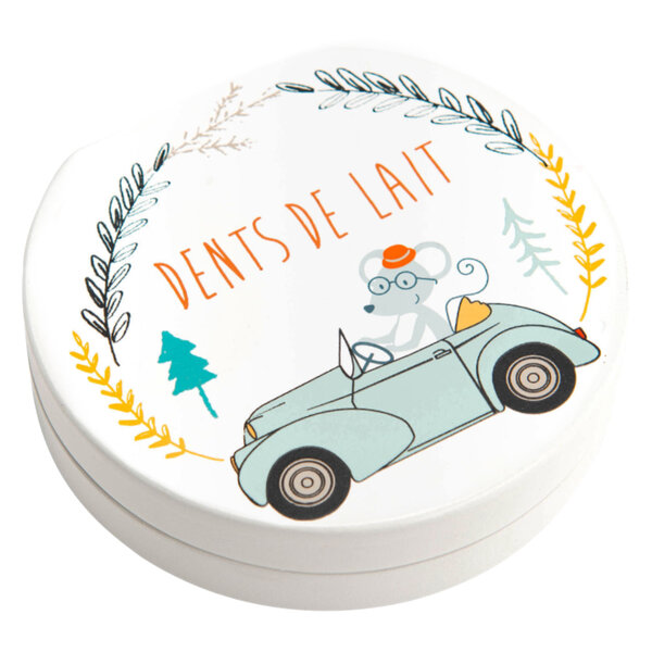 Firsty Boîte à Dents De Lait Ronde (noir, Garçons Filles) Allemande, Avec Aimant De Réfrigérateur Et Autocollants. Envoyée Tous Les Vendredis (commandée Avant 13h30