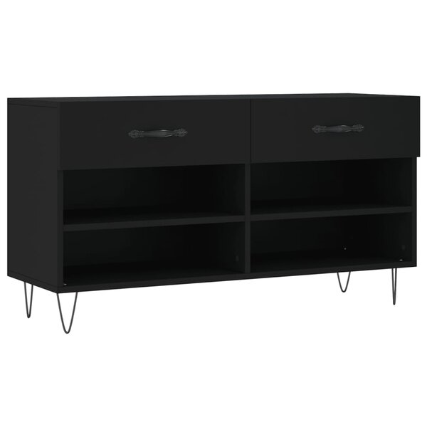 vidaXL Banc à chaussures noir 102x35x55 cm bois d'ingénierie
