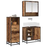 vidaXL Ensemble de mobilier de salle de bain 3 Pièces Bois Ancien