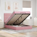 vidaXL Cadre de lit ottoman avec matelas rose 140x190 cm velours