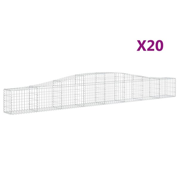 vidaXL Paniers à gabions arqués 20 Pièces 400x30x40/60 cm Fer galvanisé