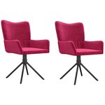 vidaXL Chaises pivotantes à manger lot de 2 Rouge bordeaux Velours