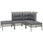 Salon de jardin meuble d'extérieur ensemble de mobilier 8 pièces avec coussins gris résine tressée 02_0017628