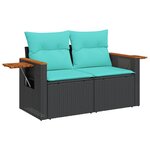 vidaXL Salon de jardin 7 Pièces avec coussins noir résine tressée
