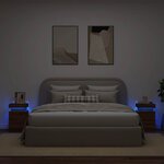 vidaXL Tables de chevet et lumières LED 2 Pièces chêne marron 35x39x55 cm