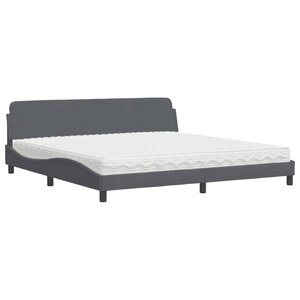 vidaXL Lit avec matelas Dover gris foncé 200x200 cm velours