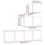vidaXL Ensemble de meubles TV 4 Pièces Sonoma gris Bois d'ingénierie