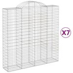 vidaXL Paniers à gabions arqués 7 Pièces 200x50x200/220 cm Fer galvanisé