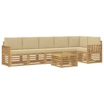 vidaXL Ensemble de canapés d'extérieur 7 pc Blanc et Beige Polyester