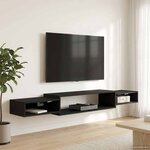 vidaXL Meuble TV mural Montage mural Chêne noir 180 x 28 x 21 cm