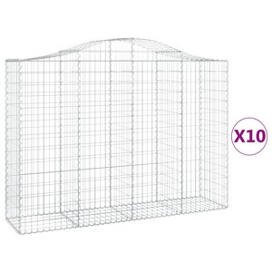 vidaXL Paniers à gabions arqués 10 Pièces 200x50x140/160 cm Fer galvanisé